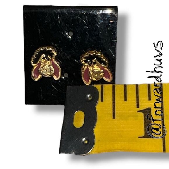 Vintage Enamel Eeyore Stud Earrings – 1/4” Wide - Picture 3 of 7